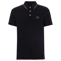 ARMANI EXCHANGE COLLAR TIPPED POLO BLACK 8NZF70