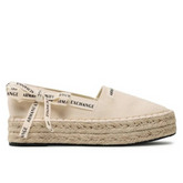 Armani Exchange Women’s Espadrilles – Beige Canvas Slip-On Shoes