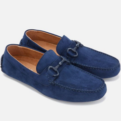 Kenneth Cole Men Shoes-DAWSON VEGAN SUEDE HORSEBIT DRIVER NAVY Kenneth Cole