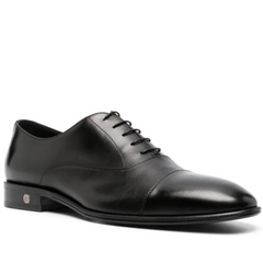 Roberto Cavalli Men Shoes logo-charm leather lace-up Black 18750-A Roberto Cavalli