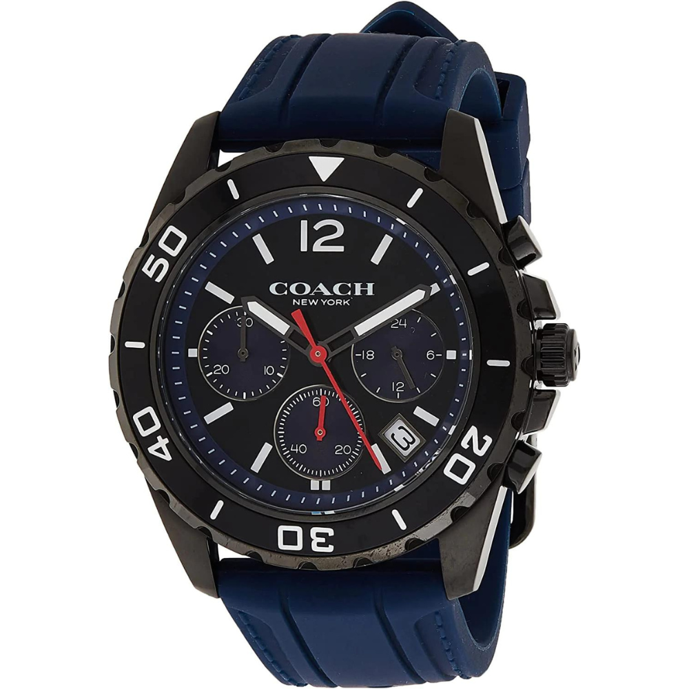 Coach Kent Chronograph Men Watch 14602566 Blue Silicon Strap Coach