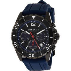 Coach Kent Chronograph Men Watch 14602566 Blue Silicon Strap Coach