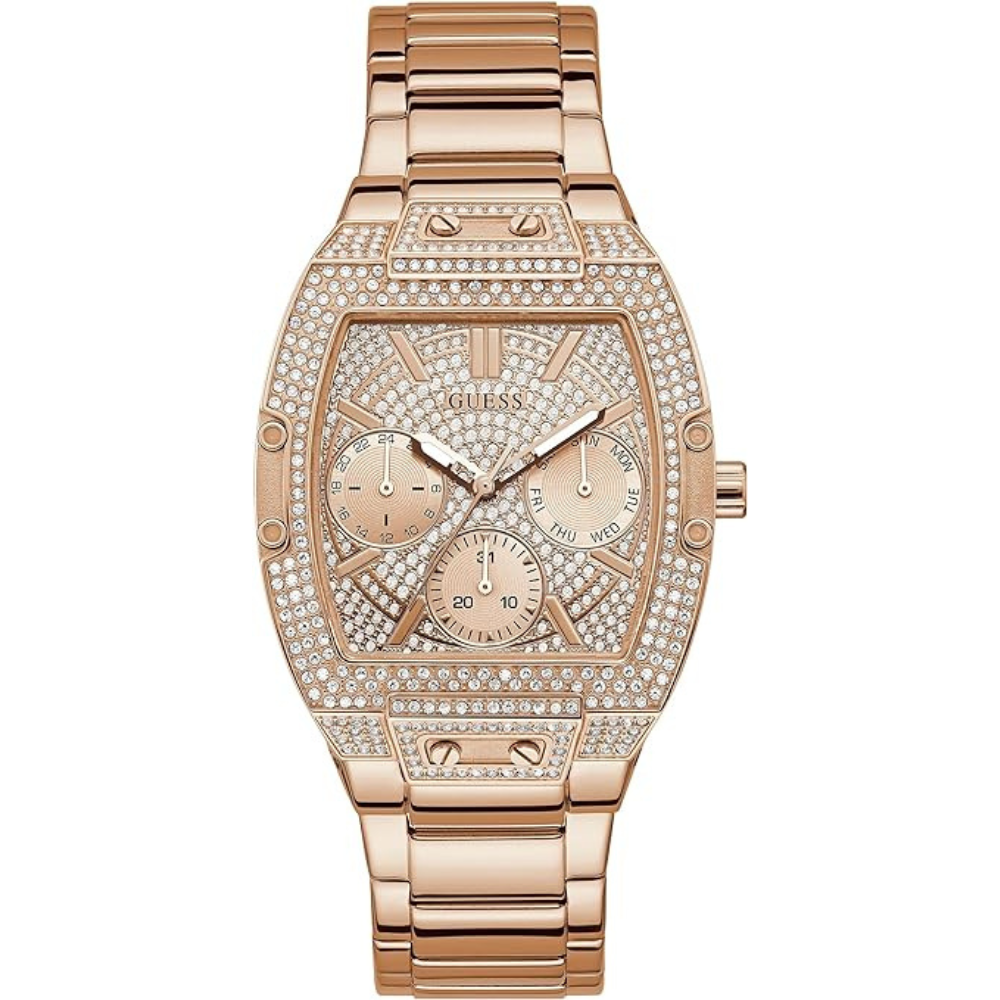 GUESS Factory Rose Gold-Tone Square Multifunction Watch Guess
