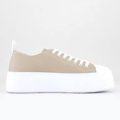 ARMANI EXCHANGE, Flatform leather sports shoes, Light brown