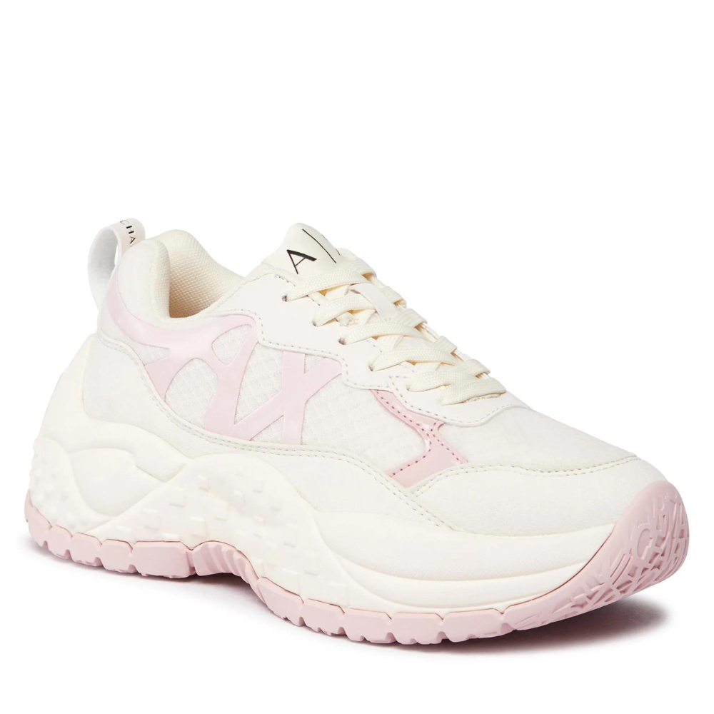 Armani Exchange Women’s Sneakers – Off White with Rose Detailing ARMANI EXCHANGE