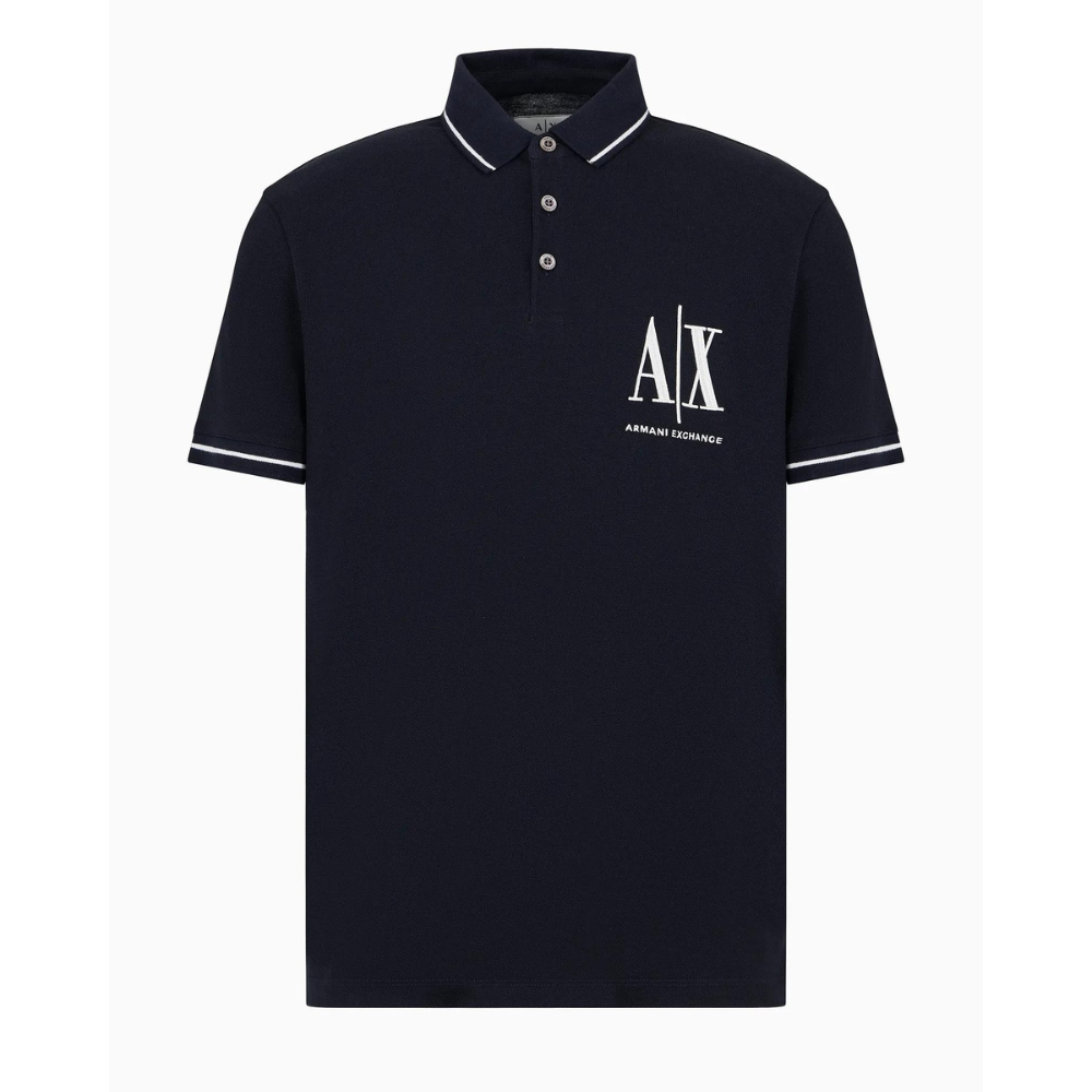 ARMANI EXCHANGE REGULAR FIT POLO SHIRT IN ICON PROJECT PIQUET NAVY ARMANI EXCHANGE
