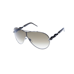 Gucci Light Brown Metal Gradient Tint Aviator Shield Sunglasses