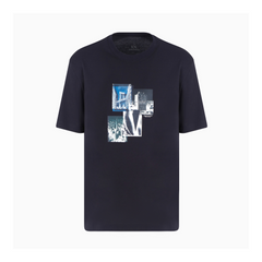 Regular fit T-shirt with photo print Navy ARMANI EXCHANGE