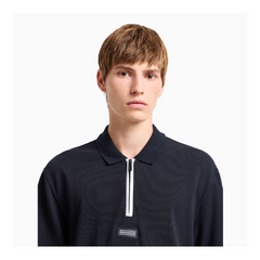 Armani Exchange Regular fit polo with zip Navy