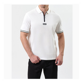 Armani Exchange Regular fit polo with zip Off-White