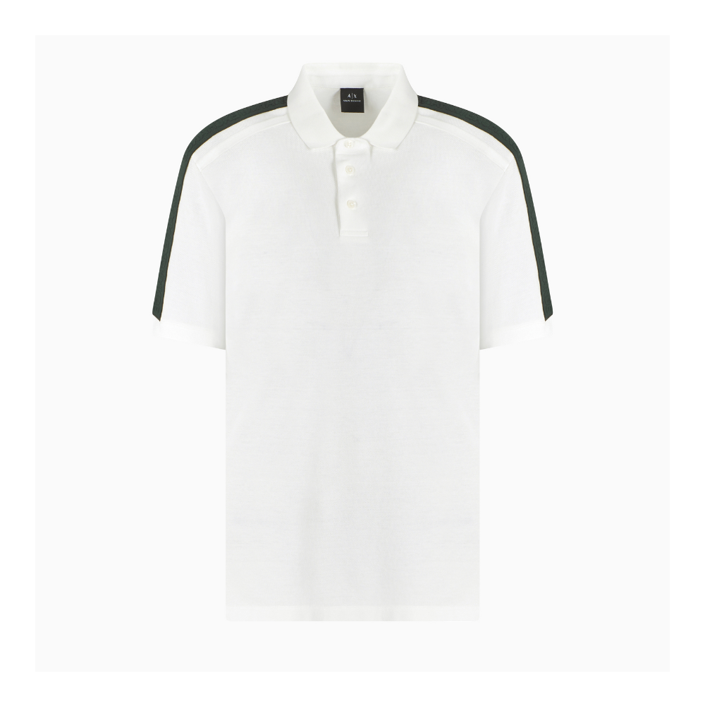 Armani Exchange Regular fit piquet polo with shoulder bands ARMANI EXCHANGE