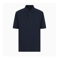 Armani Exchange Regular fit piquet polo with shoulder bands Navy ARMANI EXCHANGE