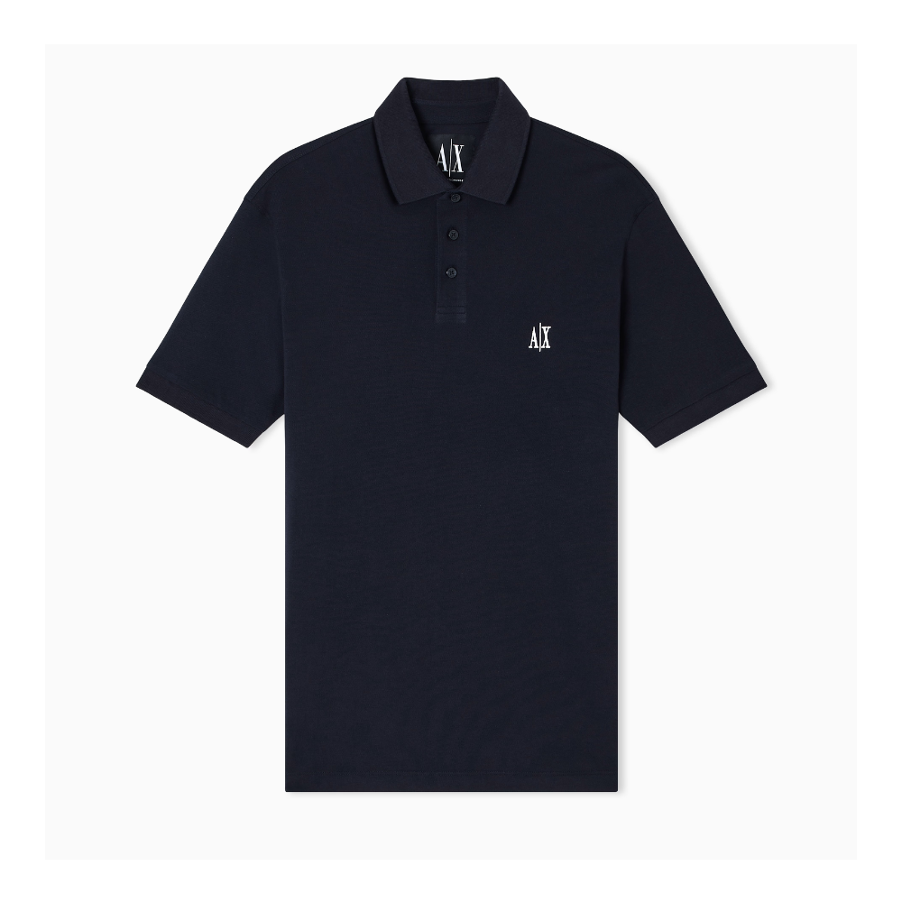 Armani Exchange Regular fit cotton polo with logo Navy ARMANI EXCHANGE