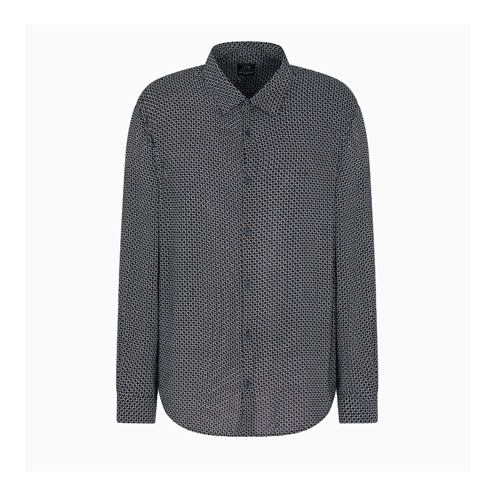 Armani Exchange Regular fit shirt in ASV fabric Deep Navy Logo Twist ARMANI EXCHANGE