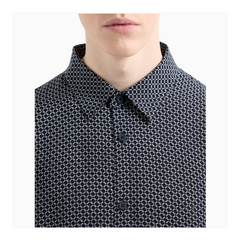 Armani Exchange Regular fit shirt in ASV fabric Deep Navy Logo Twist