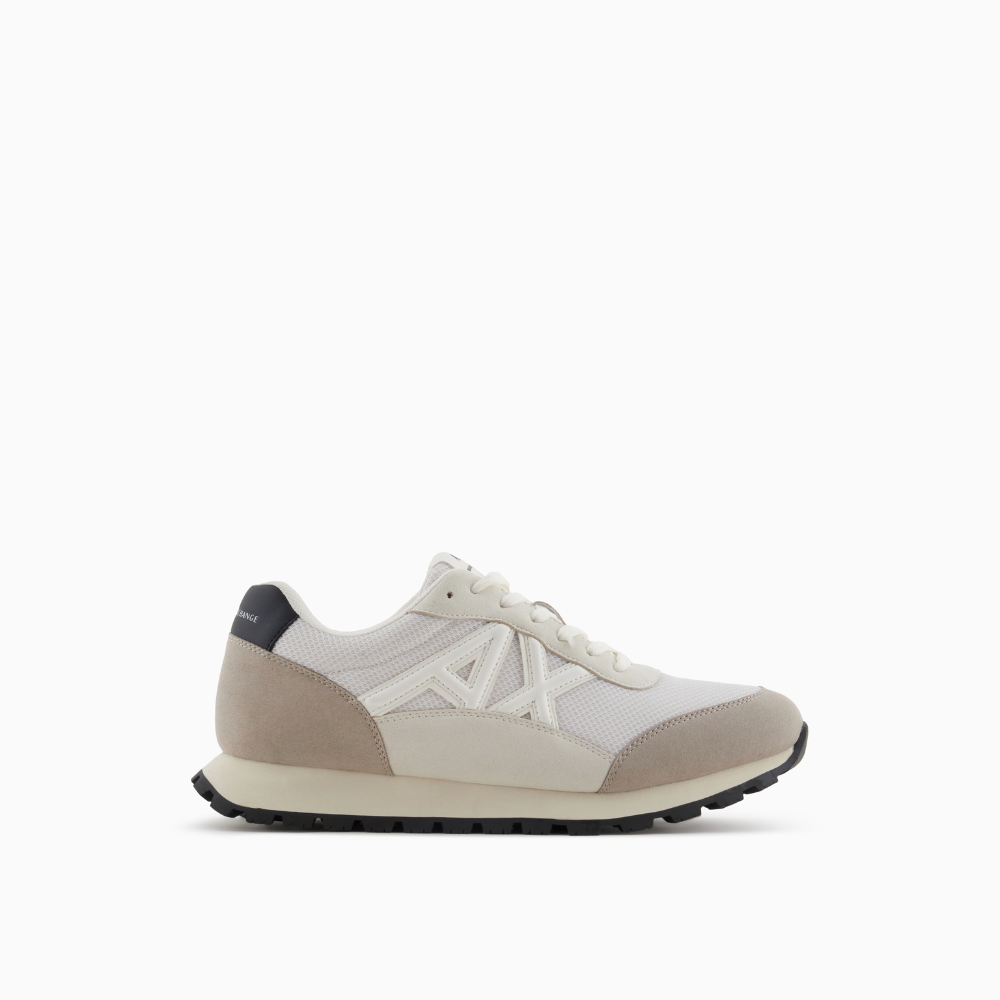 Armani Exchange Sneakers in eco-suede, mesh and nylon Taupe/Off-White ARMANI EXCHANGE