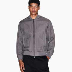 Armani Exchange Geometric Quilted Bomber Jacket – DARK GULL GREY