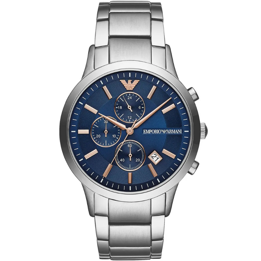 Emporio Armani Men’s Chronograph Stainless Steel Watch – Blue Dial (43mm) Emporio Armani