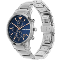 Emporio Armani Men’s Chronograph Stainless Steel Watch – Blue Dial (43mm) Emporio Armani