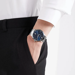 Emporio Armani Giovanni Men’s Quartz Watch – Blue Dial & Silver Steel Strap