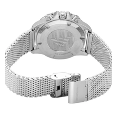 Emporio Armani Men’s Diver Quartz Watch – Blue Dial & Silver Stainless Steel Mesh