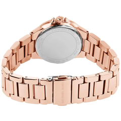 Michael Kors Camille MK7197 Women?s Three-Hand Watch ? Rose Gold Dial & Steel Strap