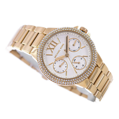 Michael Kors Mini Camille MK6844 Women?s Chronograph Watch ? White Dial, Rose Gold Steel Strap