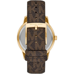 Michael Kors Tibby MK6966 Women?s Multifunction Watch ? Gold Dial, Brown Leather Strap