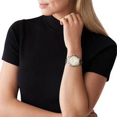 Michael Kors Kacie MK6931 women?s three-hand watch with silver dial and two-tone stainless steel strap