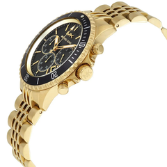 Michael Kors Bayville MK8726 Men?s Chronograph Watch ? Black Dial, Gold Stainless Steel Strap