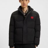 HUGO BOSS Water-repellent padded jacket with logo patch Black