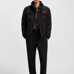 HUGO BOSS Water-repellent padded jacket with logo patch Black