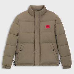HUGO BOSS Water-repellent padded jacket with logo patch Medium Grey