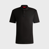 HUGO Dereso232 Slim-Fit Cotton Polo Shirt for Men | Black Logo-Label Designer Tee