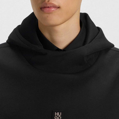 HUGO DanovoHood Men’s Hoodie – Black Cotton-Blend Hoodie
