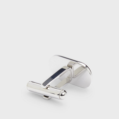 Hugo Oval-Shaped Silver Cufflinks with Engraved Logo