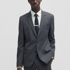 HUGO Oval-Shaped Silver Tie Clip with Engraved Logo