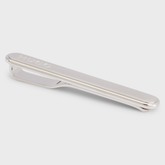 HUGO Oval-Shaped Silver Tie Clip with Engraved Logo