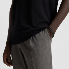 HUGO Double Braided Leather Cuff Bracelet Black