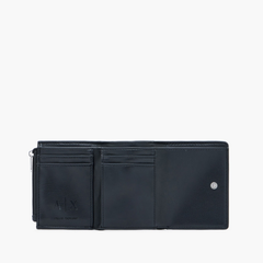 Armani Exchange Men's Bi-Fold Wallet with Embossed Pattern – Black ARMANI EXCHANGE