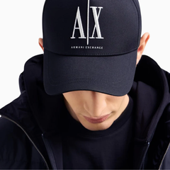 Armani Exchange Men's Deep Navy Cotton Twill Baseball Cap ARMANI EXCHANGE