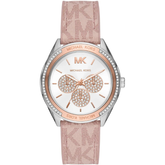 Michael Kors Women?s Quartz Watch ? Beige Silicone & Leather Strap, Gold Dial 40mm ? MK7204 (Copy)