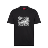 HUGO Diwom Short-Sleeved Cotton T-Shirt | Black Hugo Boss