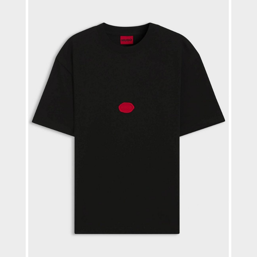 HUGO Relaxed-Fit Divis Cotton T-Shirt | Black Hugo Boss
