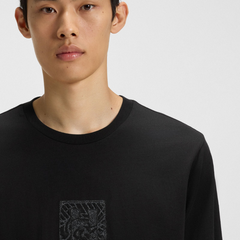 HUGO Dadso Embroidered Cotton Jersey T-Shirt | Black Hugo Boss