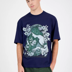 HUGO Difluro Printed Cotton T-Shirt | Navy