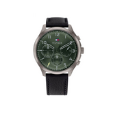 Tommy Hilfiger Men’s Quartz Leather Strap Green Dial 45mm Watch 1791856 Tommy Hilfiger