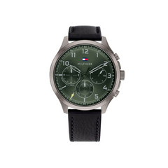 Tommy Hilfiger Men’s Quartz Leather Strap Green Dial 45mm Watch 1791856