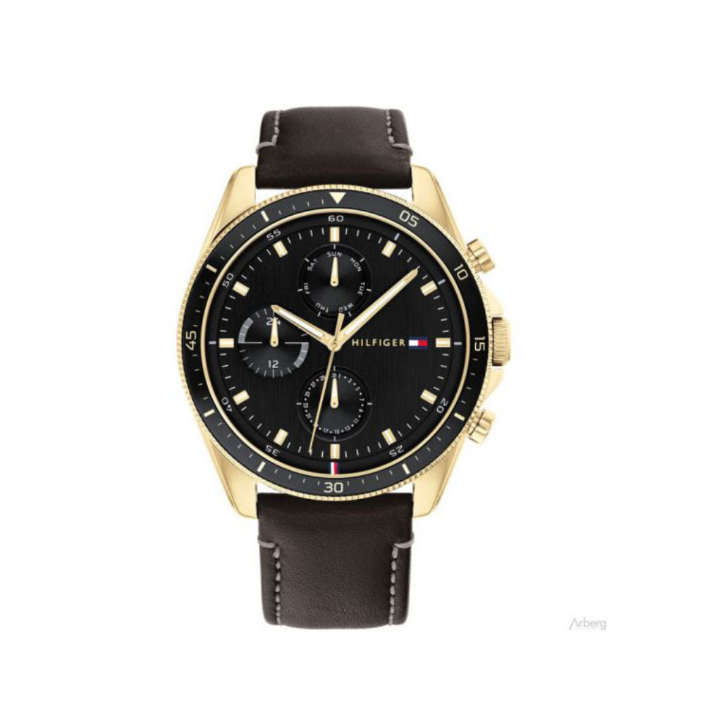 Tommy Hilfiger Men’s Quartz Leather Strap Black Dial 44mm Watch 1791836 Tommy Hilfiger