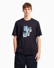 Regular fit T-shirt with photo print Navy ARMANI EXCHANGE